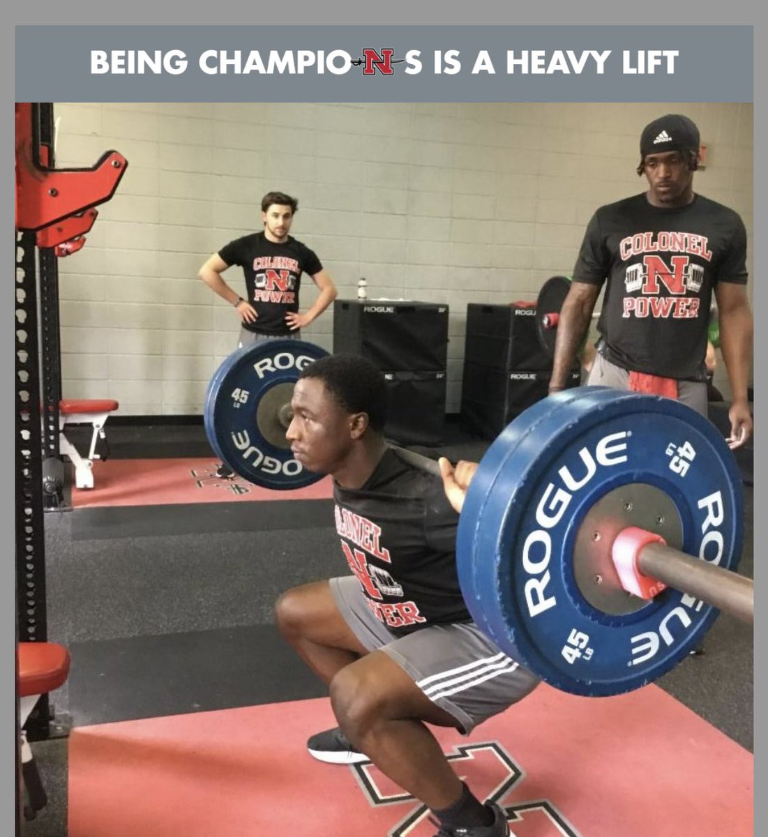 Being Champion is a Heavy Lift! The Football Team is putting in the work to repeat as SLC Champions. Step-up to support the team this week with Power Clean-Monday, Bench Press-Tuesday and Back Squat-Friday. Pledge per pound (.05 -$1) for the winning lift. caringcent.org/nich/footballp…