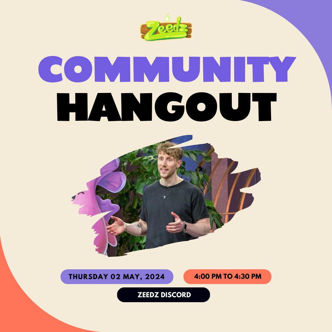 Mark your calendars! 🗓️ Join us for our English Community Hangout this Thursday, May 2nd at 4 PM CET. Don't miss out as Sven reveals exciting news about what's coming this Friday! See you there! 💬🎉  #Zeedz #CommunityHangout #StayTuned