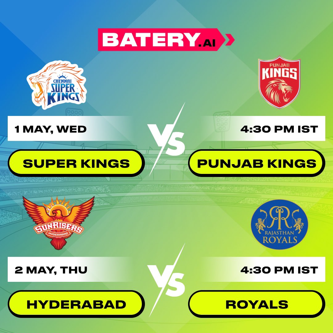 batery_ai's tweet photo. Check out this week's IPL match schedule! 🏏

Which game are you most excited for? 🙌🏻

Let's get ready for some epic cricket moments! ❤️‍🔥 https://t.co/UQWzEATTaB