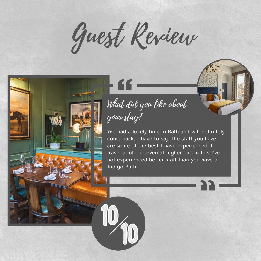 We love seeing great guest feedback! Book your stay here: bit.ly/3RbonZq - #hotelindigobath #IHG #hotelindigo #castlebridgehospitality #bath #top50boutiquehotels