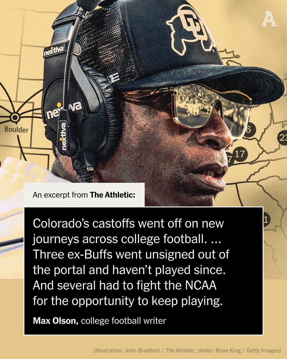 From Boulder to... 📍 Western Kentucky 📍 Boise State 📍 Memphis 📍 Jackson St. 📍 Valdosta St. 📍 UCLA 📍 Incarnate Word 📍 Garden City CC 📍 Incarnate Word (again) And on and on and on... @max_olson examines the Colorado castoffs ⤵️ theathletic.com/5449961/2024/0…