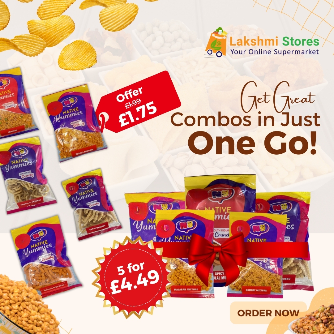 🎉 Dive into deliciousness with Lakshmi Stores' Native Yummies Snacks & Combo Pack! 🌟 

Place Your Order Now:lakshmistores.com

#onlineshopping  #lakshmistoresuk #buyonline #snackcombo