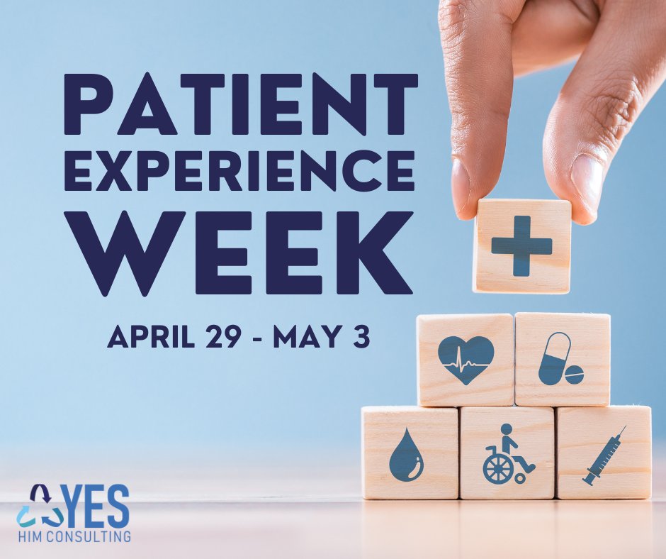 Celebrating Patient Experience Week by recognizing the power of a positive patient experience! Remember, every interaction counts.

#YESHIMConsulting #PXWeek #PXWeek2024 #HealthcareLeadership #PatientAdvocacy #PatientCare #PatientExperience