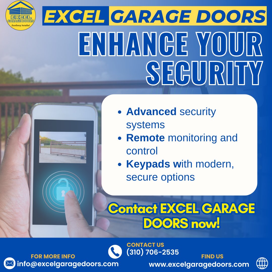 Protect what matters most with Excel Garage Doors!
#GarageDoorSecurity #HomeSafety #SmartHome #ExcelGarageDoors #SecurityUpgrades #PeaceOfMind #SecureHome #ExpertAdvice #TrustedService