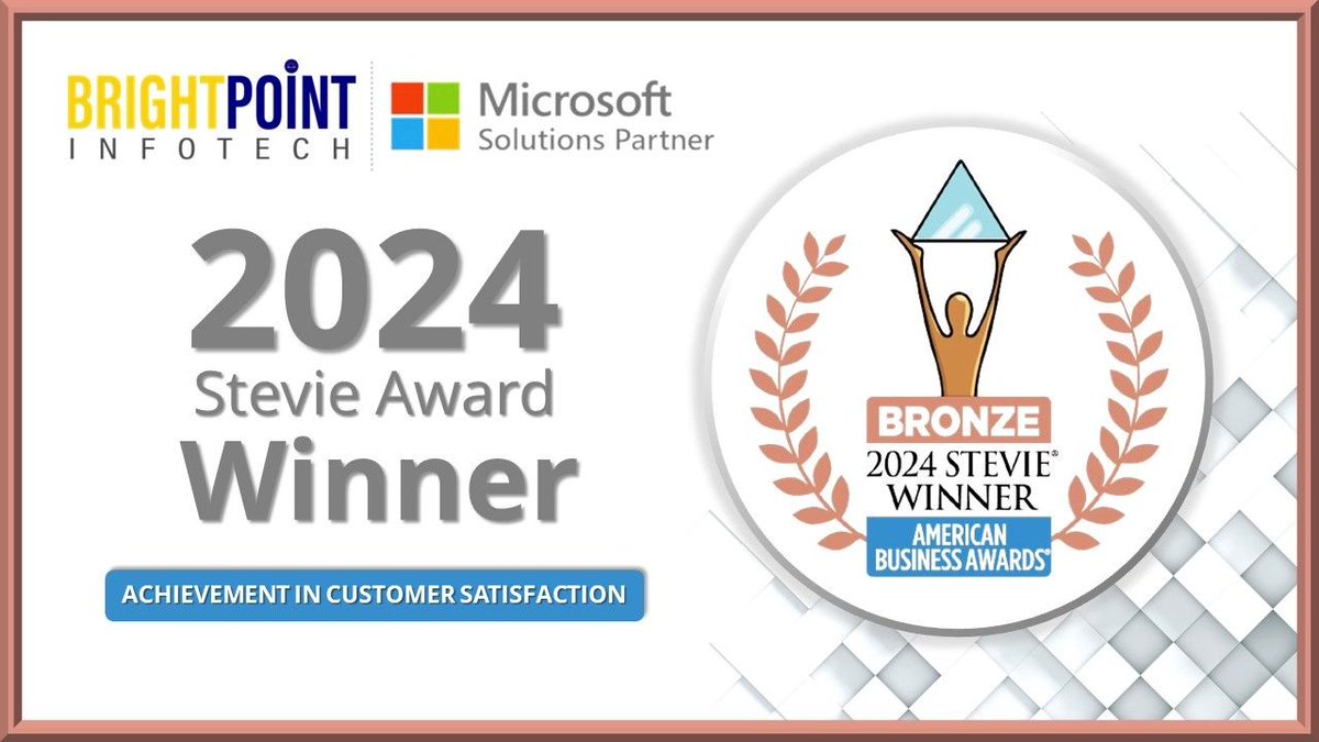 We're thrilled to announce that Brightpoint Infotech has won the Stevie® Awards for Achievement in Customer Satisfaction! 🎉

A big thank you to our amazing team for their relentless focus on customer success! 🌟

#customersatisfaction #stevieawards #brightpointsuccess