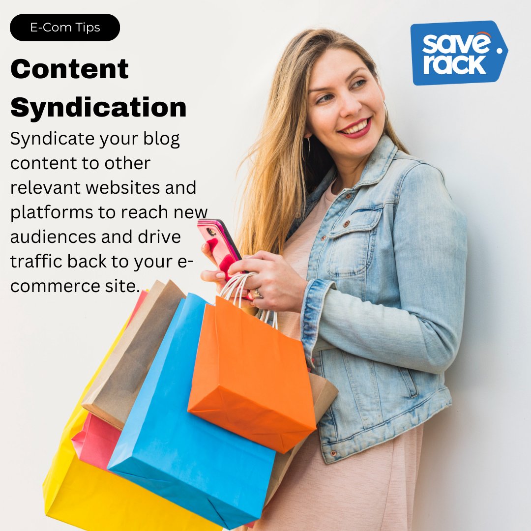 🌟 Ecommerce Tip of the Day: Content Syndication!

Leverage content syndication to expand your reach and drive traffic to your e-commerce website. 📰🚀 #SaveRackEcomTips #ContentSyndication #EcommerceSuccess #DigitalCommerce #OnlineRetail