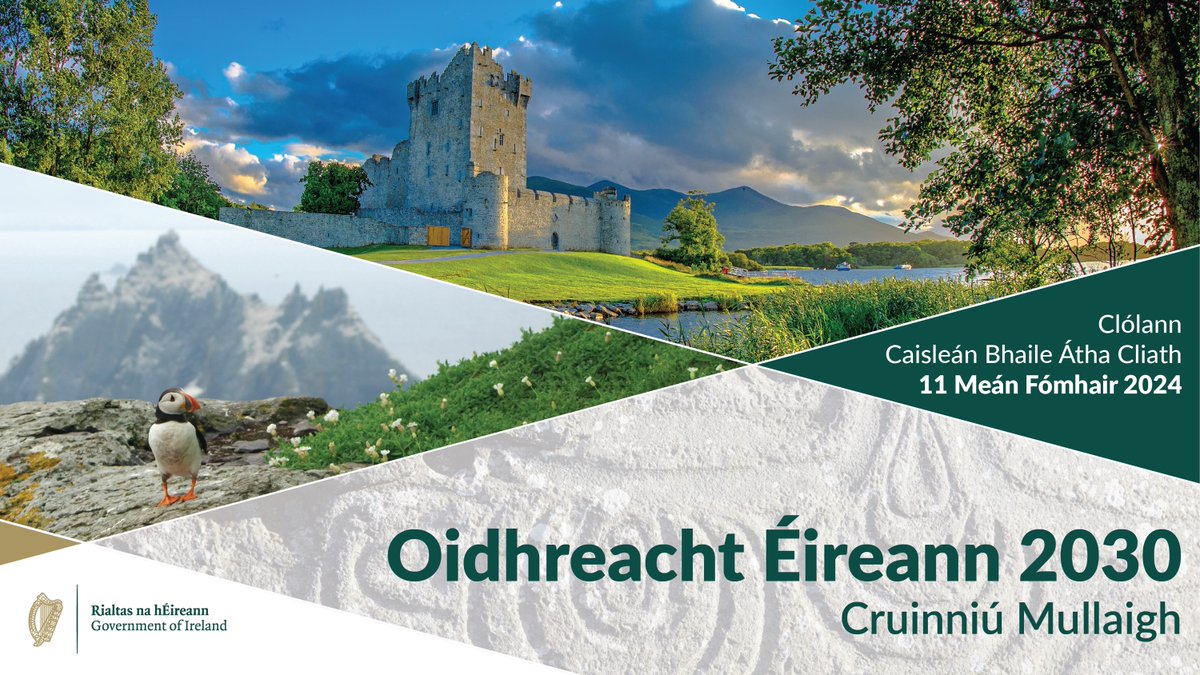 Cuir an Dáta sa Dialann! 📅 Beidh Cruinniú Mullaigh Oidhreacht Éireann 2030 ar siúl i mbliana ar an 11 Meán Fómhair sa Chlólann i gCaisleán Bhaile Átha Cliath. Beidh ticéid á gcur ar fáil trí Eventbrite. #HeritageIreland2030 @NationalMons @NPWSIreland @NBHS_Ireland @opwireland