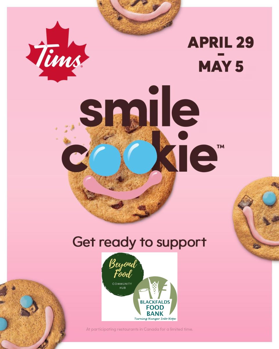 Smile Cookie week at Blackfalds @TimHortons has begun!

Some of our staff were there to help put smiles on the cookies this morning!

All proceeds from Smile Cookies stay in the community and support the Blackfalds Food Bank!