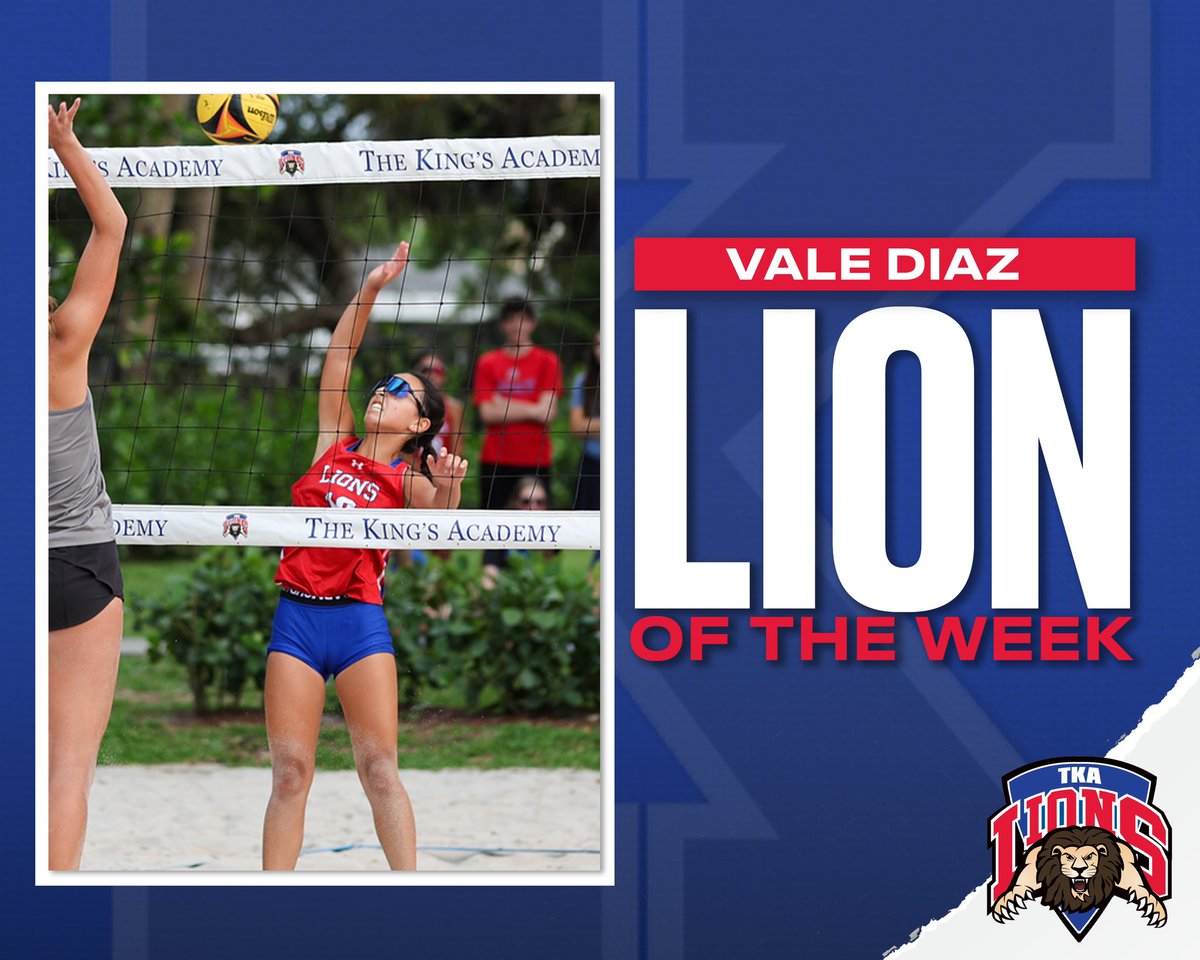 This week’s Lion of the Week is beach volleyball player Vale Diaz! She has been instrumental in the Lions district championship runs the last two years and is one of the leaders of the team. She always demonstrates wonderful sportsmanship and is a great teammate! @TKAWPB