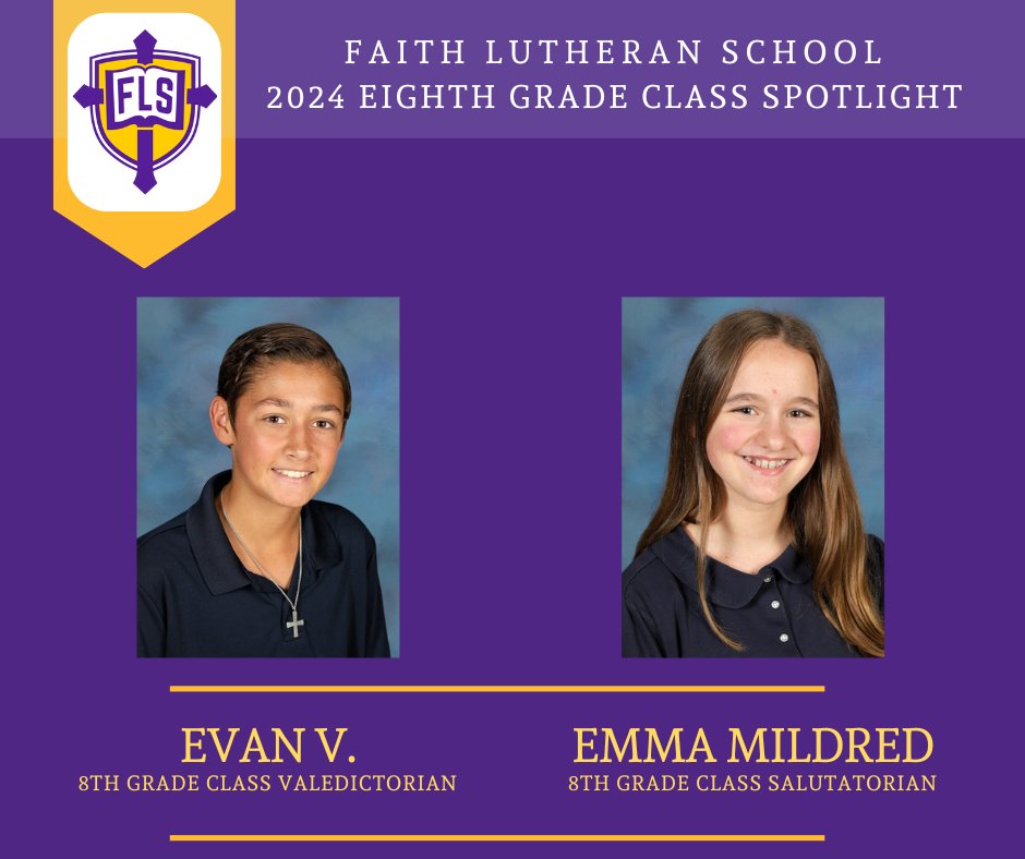 flsplano's tweet photo. Faith Lutheran School 8th Grade Commencement is Friday May 24 at 6 p.m.! Congratulations to this year's class valedictorian and salutatorian. We pray  God's richest blessings for this class of scholars! #flsplano #classicaleducation #classicallutheraneducation #luthed https://t.co/LD0gkjUxak