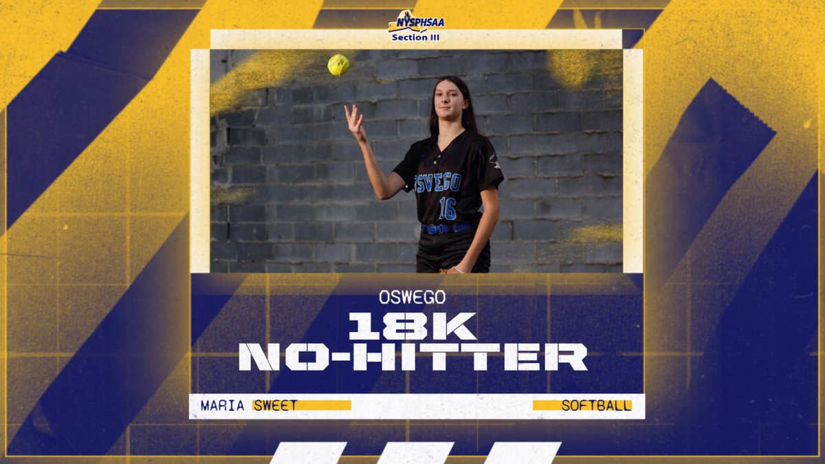 Oswego's Maria Sweet, a freshman, threw an 18 strikeout no-hitter in the team's 19-0 win on April 24th! What an incredible accomplishment! Congratulations Maria!

#Section3Sports #HighSchoolSports #Softball #NoHitter