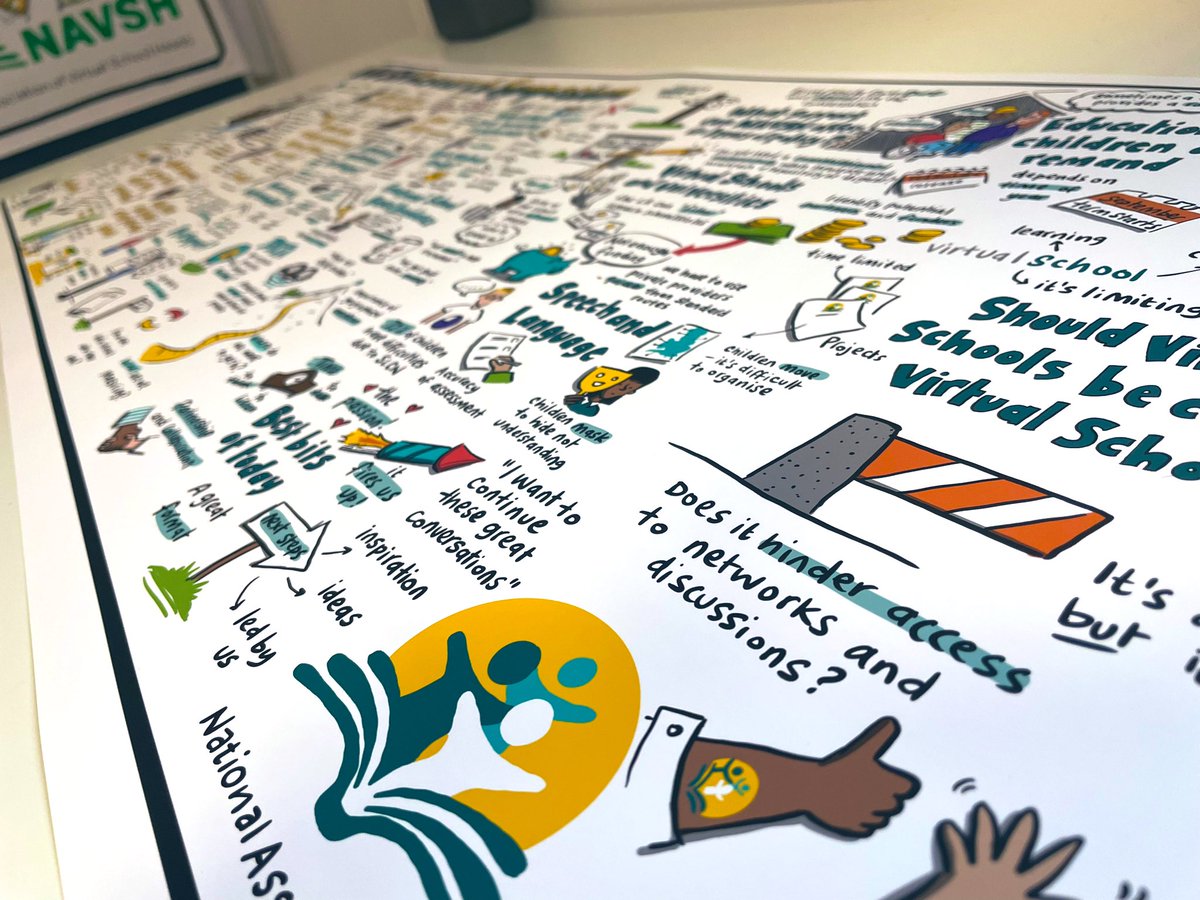 Back in Feb I was drawing live for @NAVSH_UK at the stunning @RCPhysicians. It was a fantastic day full of enthusiasm & shared passion for supporting the young people to achieve & thrive. After the event, I made a high res digital redraw & printed an office-friendly sized version