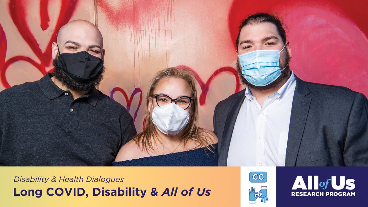 Tune in tomorrow at 2 PM ET for the next #Disability & Health discussion on #LongCOVID. Learn from patient advocates on the importance of #PrecisionMedicine and appropriate health care. Register ➡ bit.ly/April30-Panel #JoinAllofUs #AllofUsInclusion