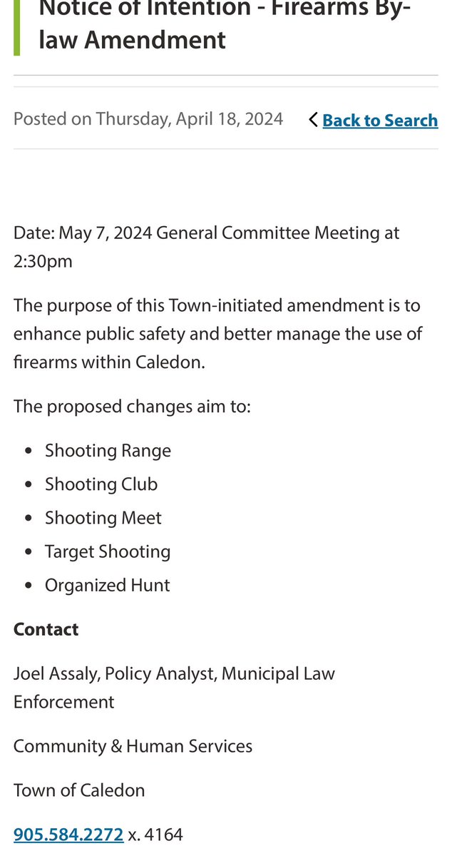 🚨 PSA Caledon residents 🚨

Your town council is proposing to change your discharge of fire*rm bylaw!! I suggest showing up, requesting to speak and organizing with others!! 👇🏻👇🏻👇🏻