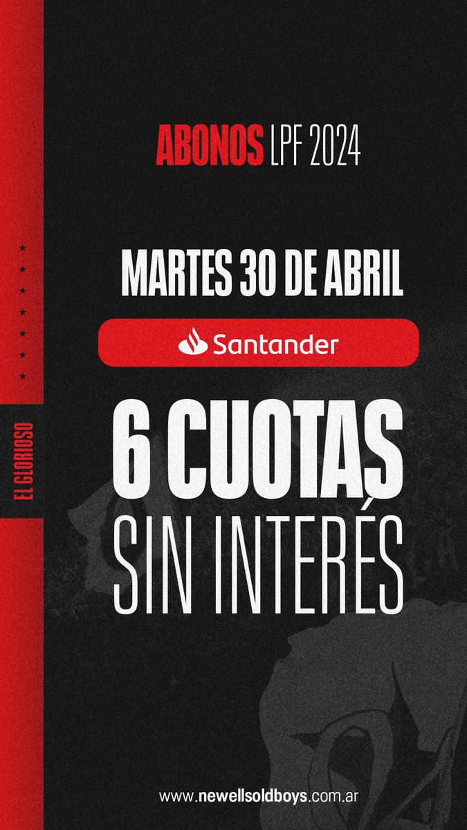 Continúa la venta de abonos para el torneo 🏟️ Seis cuotas sin interés para renovación o compra de nuevas ubicaciones con Santander este martes en la sede del club. ¡No te quedes sin tu lugar! 💪🏼