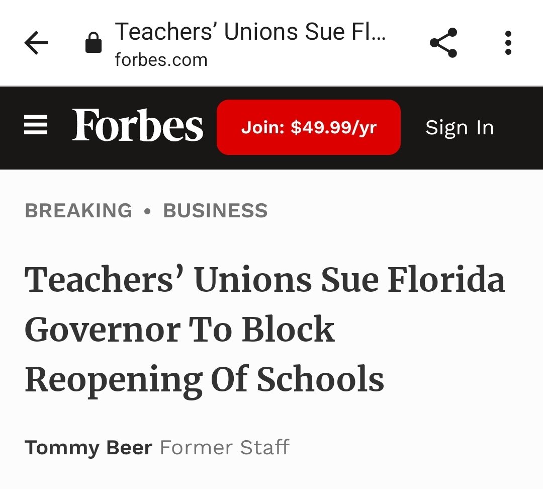 Never forget the teachers unions sued Governor DeSantis to block reopening schools.