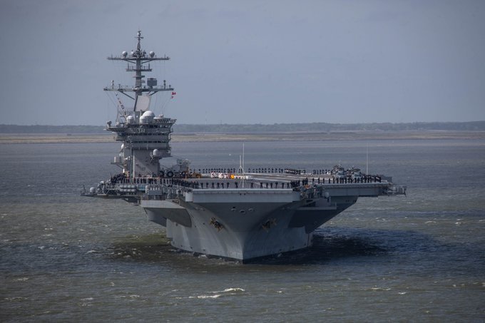 Zarpa de Norfolk, Virginia, el 25 de abril, el portaaviones USS George Washington (CVN 73) rumbo a Suramérica, para el entrenamiento con países aliados durante los próximos meses en la región.