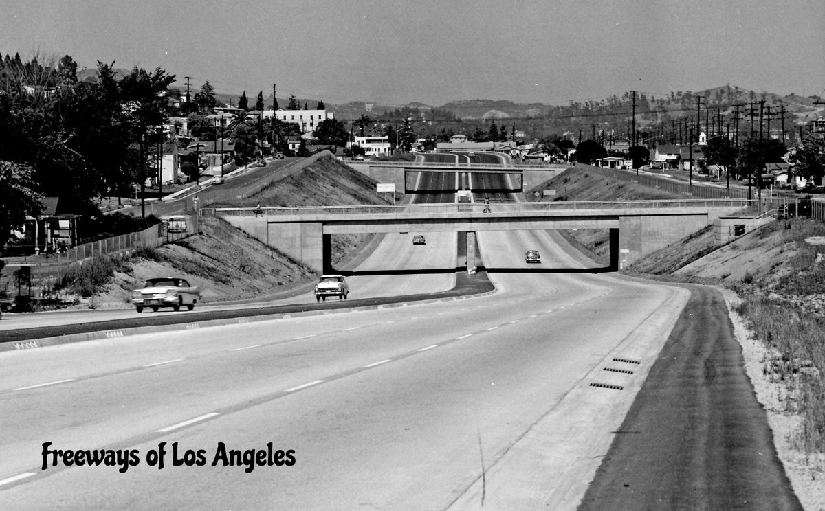 1959-May-05 - Facing NE on newly constructed Glendale Fwy (CA-2). Estara Ave OC at center; Ave 36 OC in background (DOH D7 Archives photo).