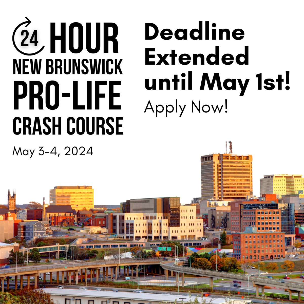 DEADLINE EXTENDED! There's still a few days to get in on our first ever New Brunswick Crash Course! Apply quickly!

#endthekilling #newbrunswick #antiabortion #humanrights #prolife