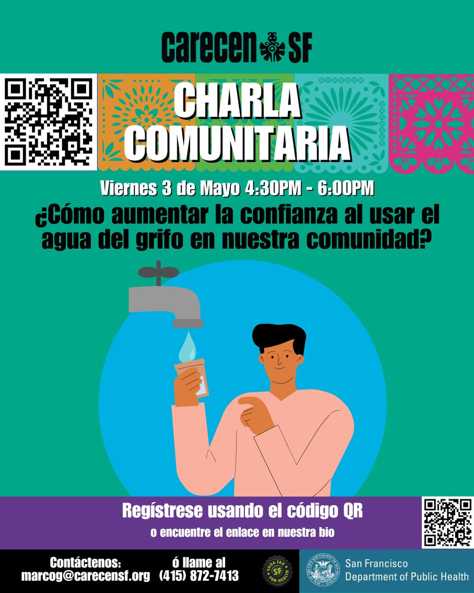 Este 3 de mayo, únase a CARECEN SF en una charla comunitaria con presentadores de la Comisión de Utilidades Públicas de San Francisco (SFPUC). Regístrese ahora para asegurar su lugar en el siguiente enlace: forms.gle/b6w72g5ymE1k65…