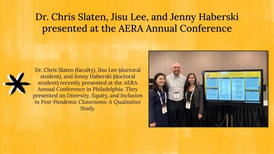 Dr. Chris Slaten, Jisu Lee, and Jenny Haberski recently presented at the AERA Annual Conference in Philadelphia!! Way to go team!👏👏 @cdslaten @MizzouEducation @MizzouResearch @AERA_EdResearch
