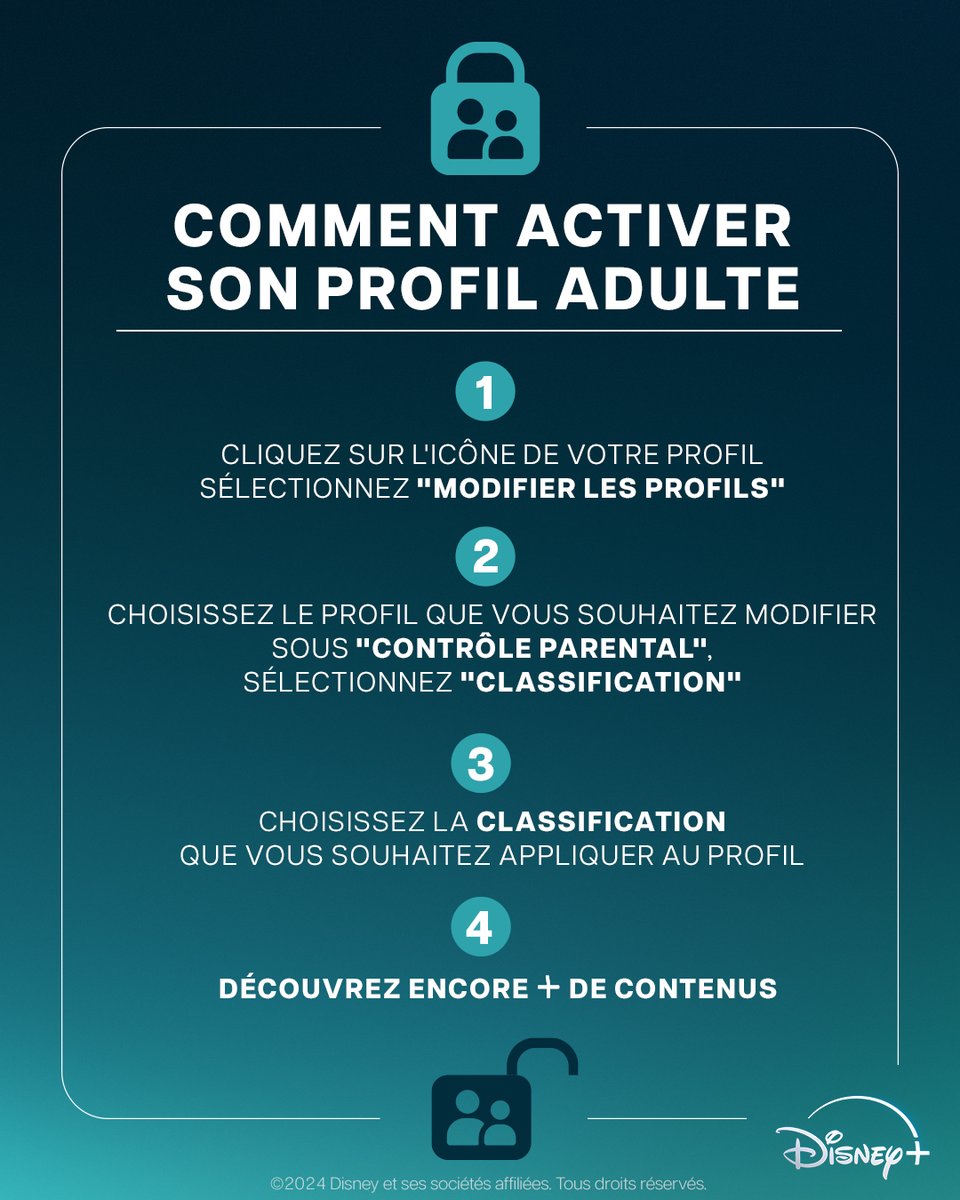 Comment débloquer encore plus de contenus sur #DisneyPlus ? En activant votre profil adulte, et on vous rappelle comment faire ! 🔓