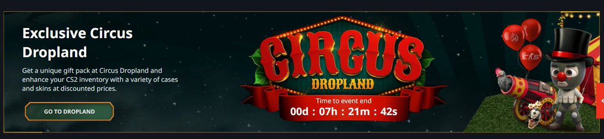 Last hours of CIRCUS DROPLAND
+ 0.61€ with my link 
hellcase.com/fbane0 

#CSGOGiveaway #CS2 #cs2giveaways #GamblingX #hellcase #cs2picks #Event #gamer #csgogiveaways #giveaways #signfree #freegiveaways #chance #cs2 #steam #case #giveaway #csgoskins #gaming #gamer #eSports