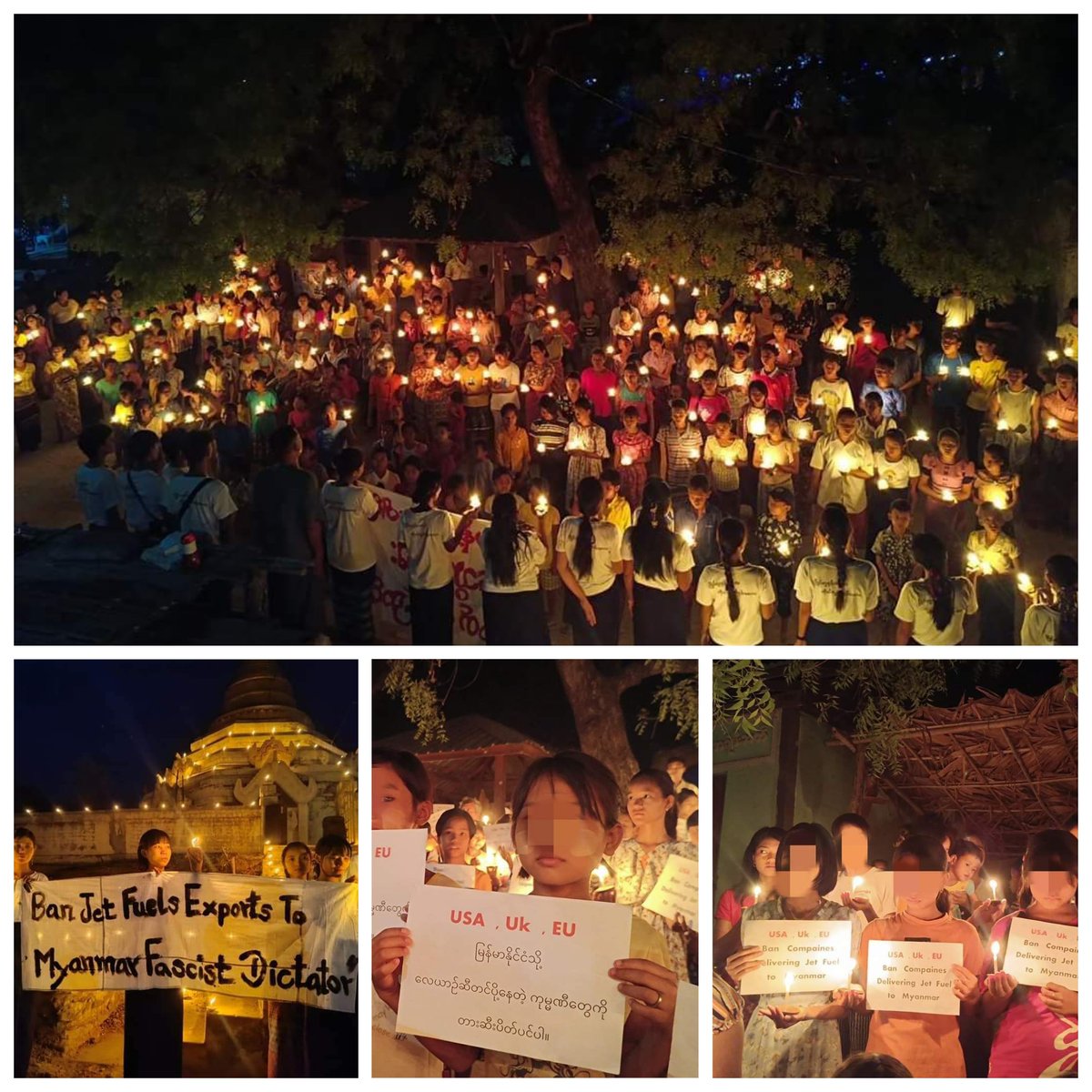 In a village in the southern part of Salngyi Tsp, a night strike against the terrorist military dictatorship and a campaign to ban the jet fuel export to junta army were held by locals.
@UN @ASEAN @EUCouncil
@POTUS
#BanJetFuelExportsToMM
#2024Apr29Coup
#WhatsHappeningInMyanmar