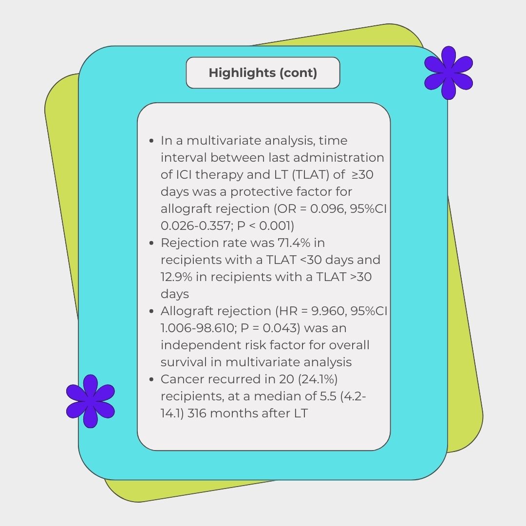 Is it safe to utilize immune checkpoint inhibitors for bridging or downstaging pre-liver transplant recipients with hepatocellular carcinoma? Check out this multicenter study conducted in China by Guo et al! #ManuscriptMonday doi.org/10.1016/j.ajt.…