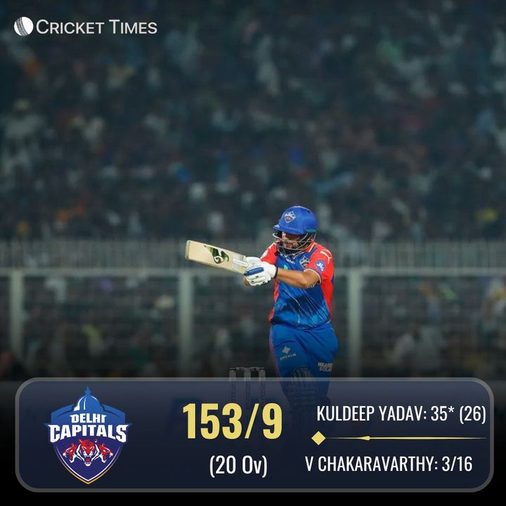 KKR restrict DC for 153: t.ly/LfHGn #KKRvDC #IPL2024 #cricket #KolkataKnightRiders #DelhiCapitals #CricketTwitter