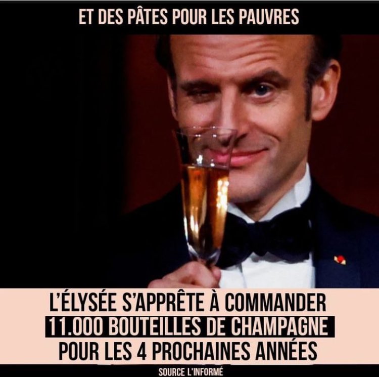 7 bouteilles par jour… c’est ça qu’on appelle l’alcoolisme mondain, @EmmanuelMacron ?
#Élysée #frugalité #quoquilencoute
#noussommesenguerre