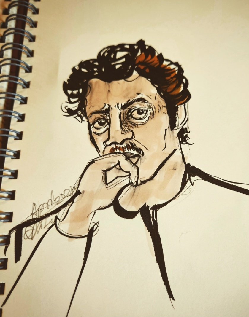 'I think we forget things if there is nobody to tell them.' It's ikely that, so many things have already slipped out of my memory without me even realizing 💔 #IrrfanKhan #sketchbook