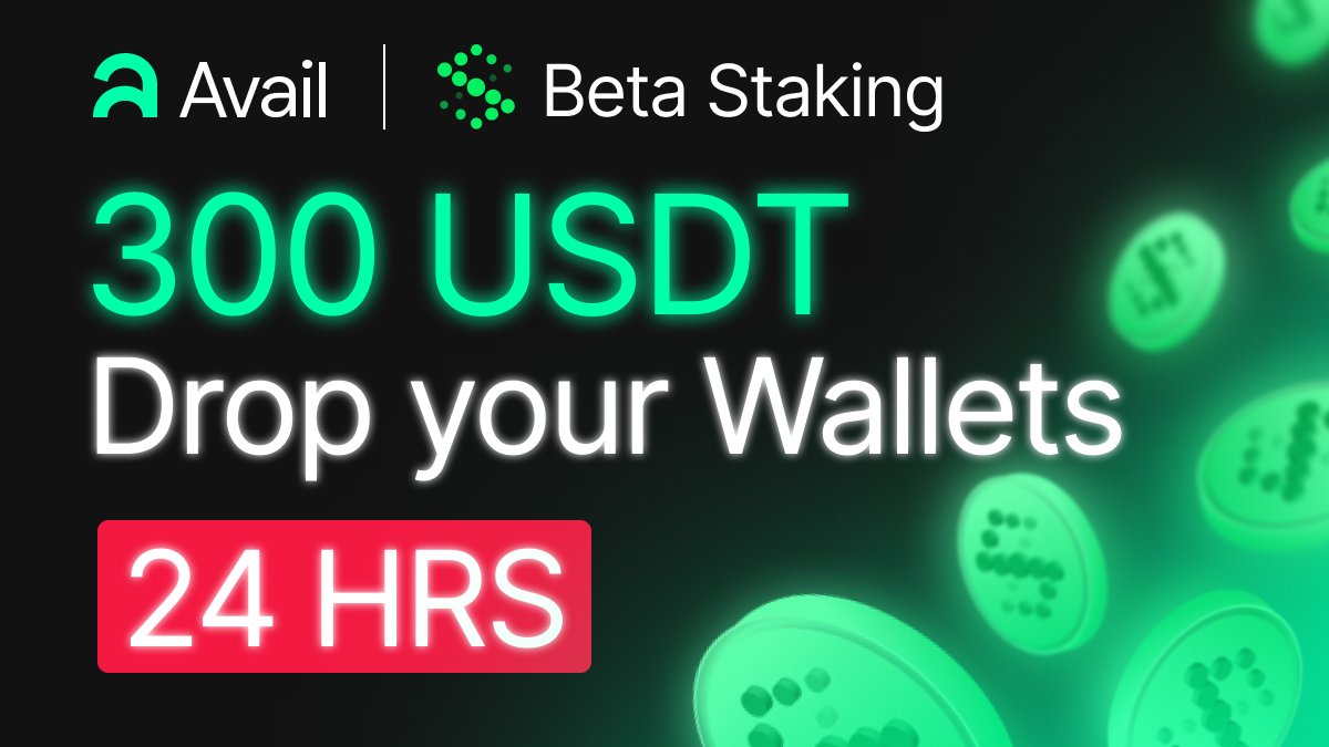 🚨 24 Hour Partnership Giveaway 🚨 🏕️ Follow @AvailWallet @BetaStaking 🚀 Like & RT 🪂 Drop your Avail Wallet Address 🔌 Get it now - avail.global/download 🏆 10 Winners (share prize) ✨