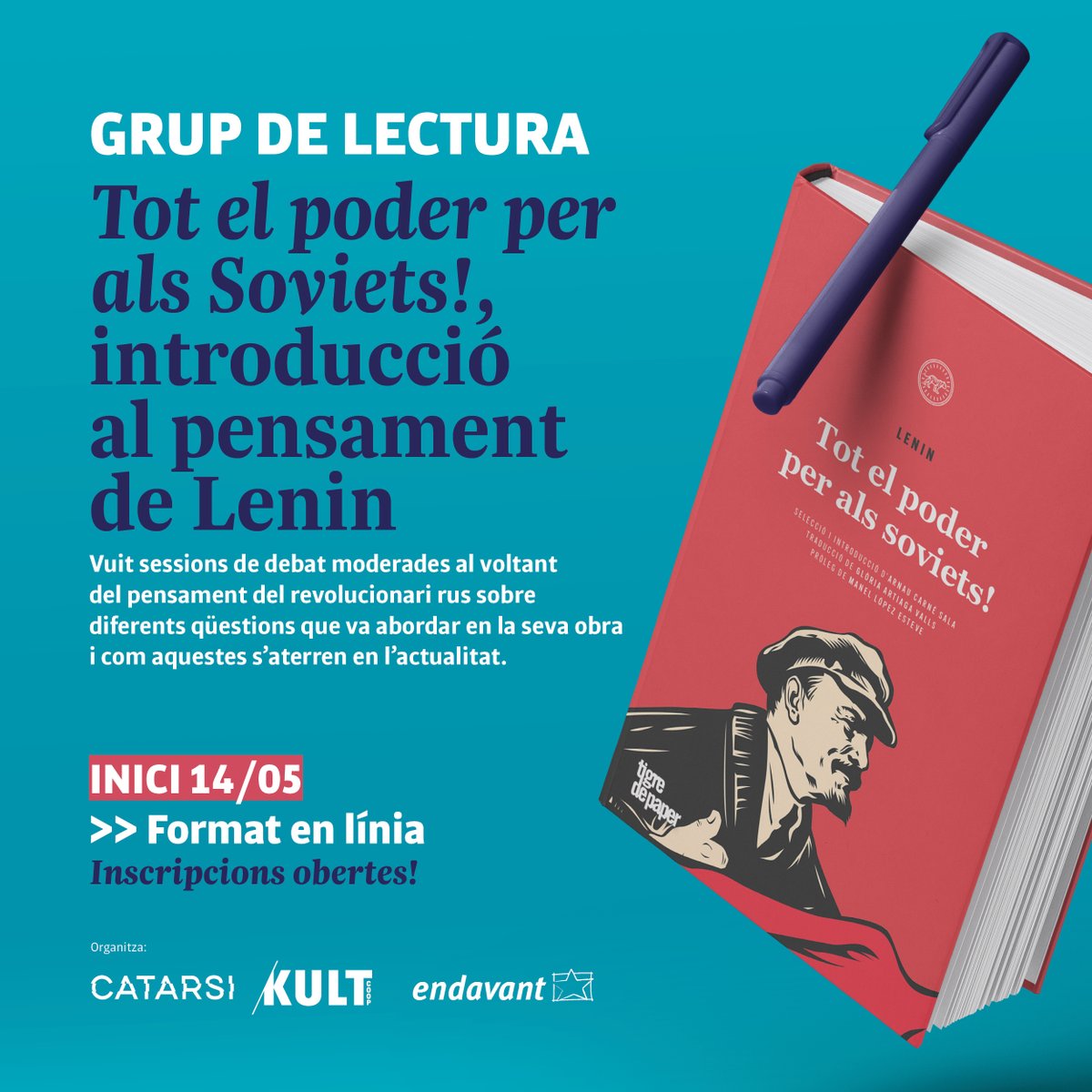 NOVETAT | Presentem un grup de lectura sobre Lenin a partir de l'antologia en català 'Tot el poder per als soviets!' publicada en el seu centenari.  

Vuit sessions de debat amb introducció sobre diversos temes fonamentals del pensament d'un dels homes d'acció més importants del…