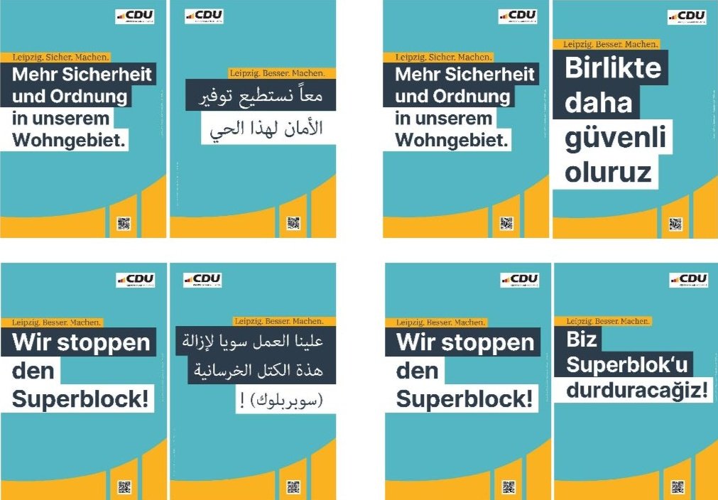 Sind d Wahlunterlagen auch auf Arabisch & Türkisch? Werden d Wahlergebnisse auch auf Arabisch & Türkisch ausgeschrieben? Anpassung an d Zugezogenen wird sie sicher integrieren. Nicht in 🇩🇪, aber in eine zerfallende Gesellschaft. Danke für nix, @cduleipzig eine 🇩🇪 mit MiHiGru