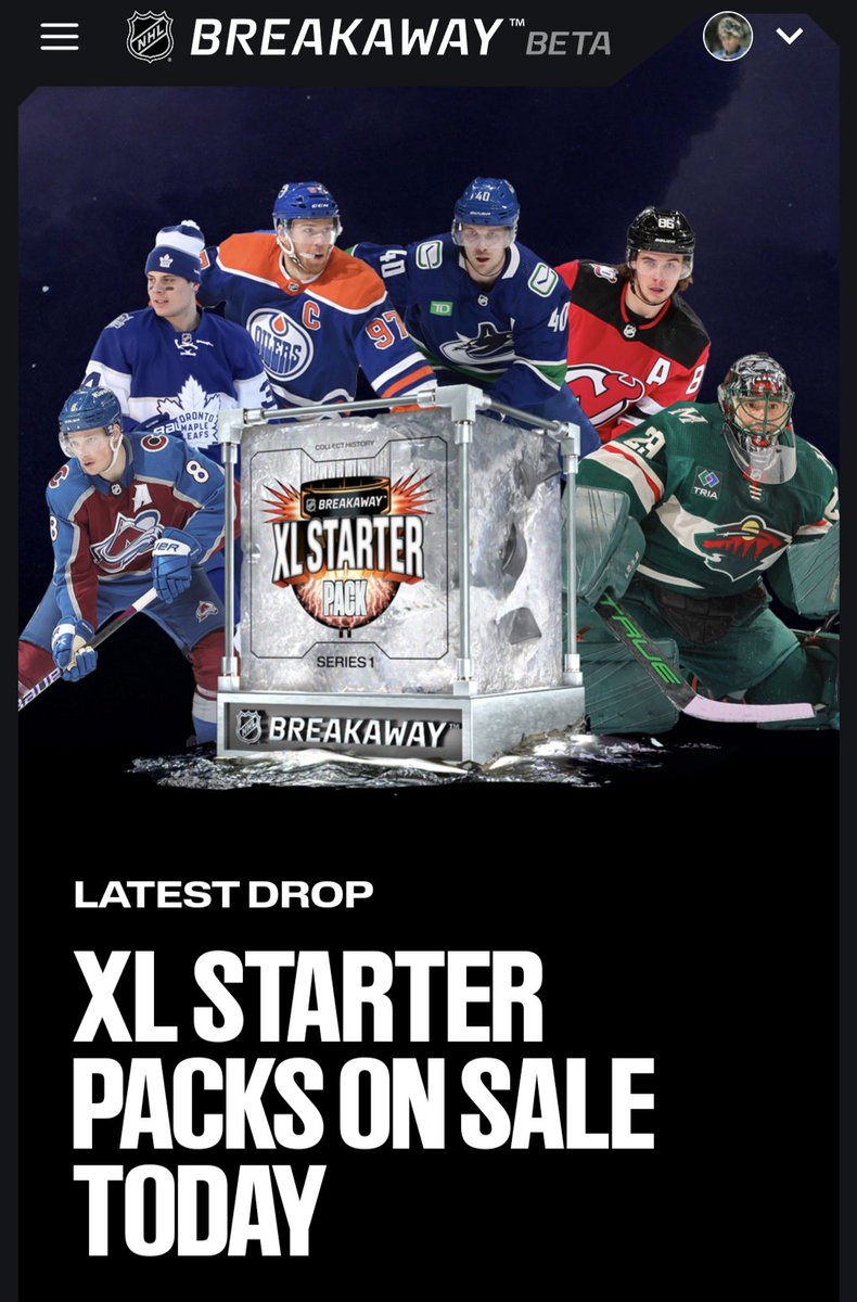 Here we go <a href="/NHL/">NHL</a> hockey fans 💥

Super fun XL Starter Packs available today from <a href="/NHLBreakaway/">NHL Breakaway</a> for only $7 a pack. 

Only 3,000 packs available

Snag them up and have fun ripping packs watching the playoffs 

💙🫵

👇 Link to drop 
nhlbreakaway.com/drops