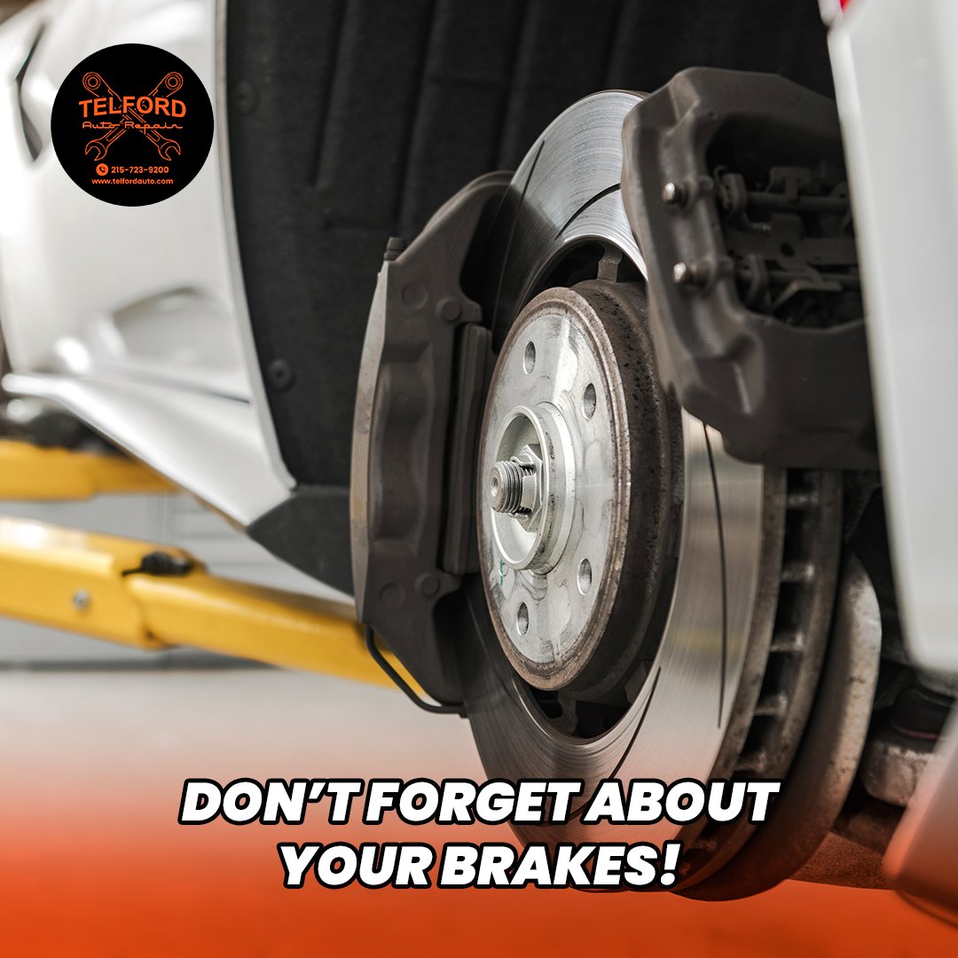 TelfordAuto's tweet photo. Don’t forget about your brakes! Routine checks are key to ensuring they're in tip-top shape for safe driving. Swing by Telford Auto Repair &amp; Tire for a quick inspection—we'll make sure your brakes are good to go for all your upcoming adventures on the road. https://t.co/qAJoO2Cpe3