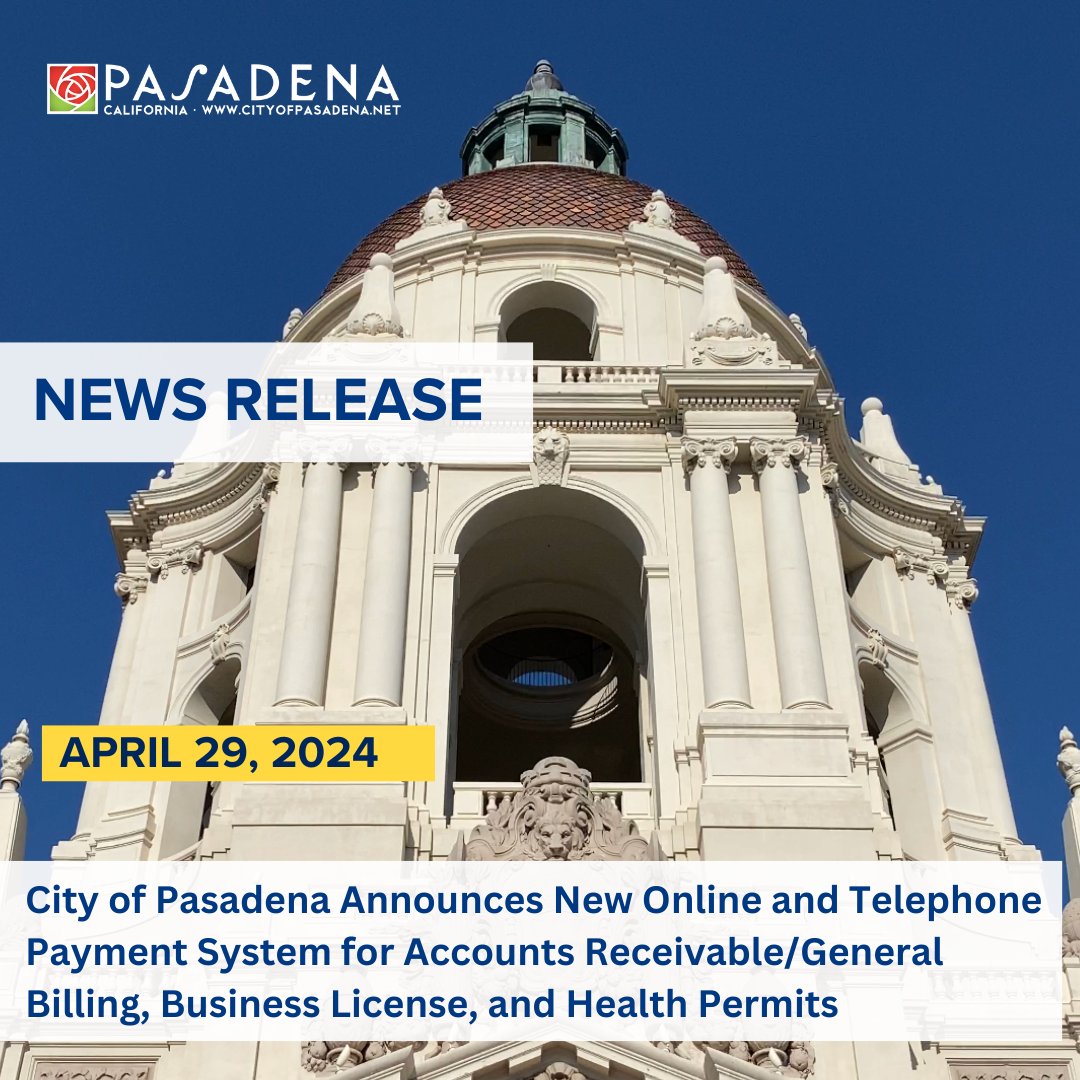 The City of Pasadena has announced the launch of the new online and telephone payment portals, offering residents and businesses a convenient option for managing accounts receivable/general billing, business license payments, and health permit payments. View the full news…