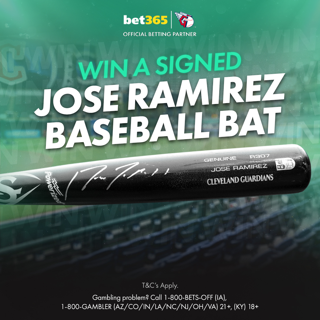 ⚾️ @CleGuardians Signed Merch Giveaway ⚾️ Win an autographed Jose Ramirez baseball bat! 1⃣ Follow @bet365_us 2⃣ RT this Post 1 winner will be picked on Friday, May 3rd. Must be 21+ | T&C's apply: bit.ly/bet365xGuardia…