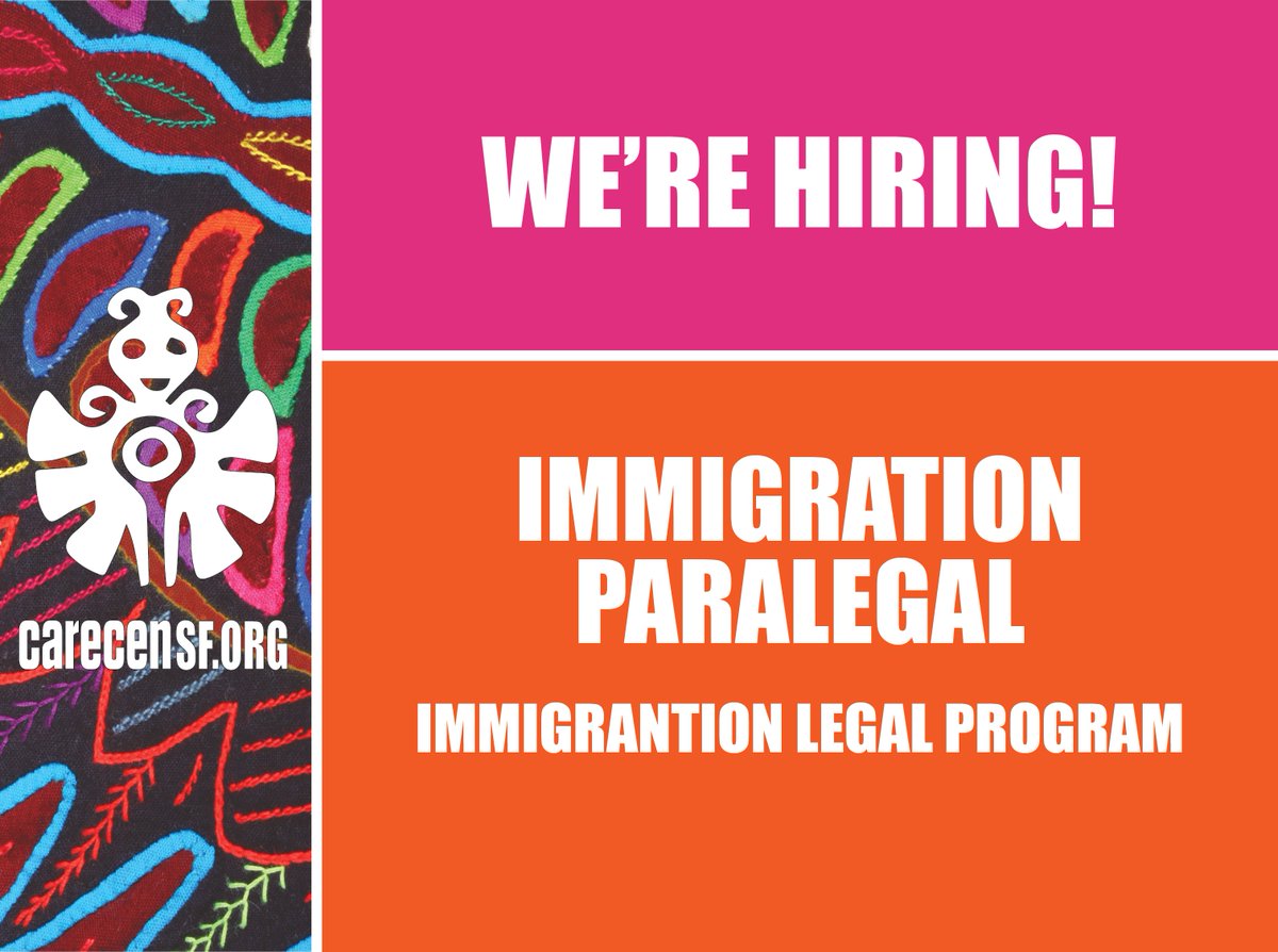 Make a difference in the lives of thousands of people who migrate! CARECEN SF is hiring an Immigration Paralegal. Join us building a more welcoming future for our Community! Click the link below for job description: carecensf.org/job/immigratio…