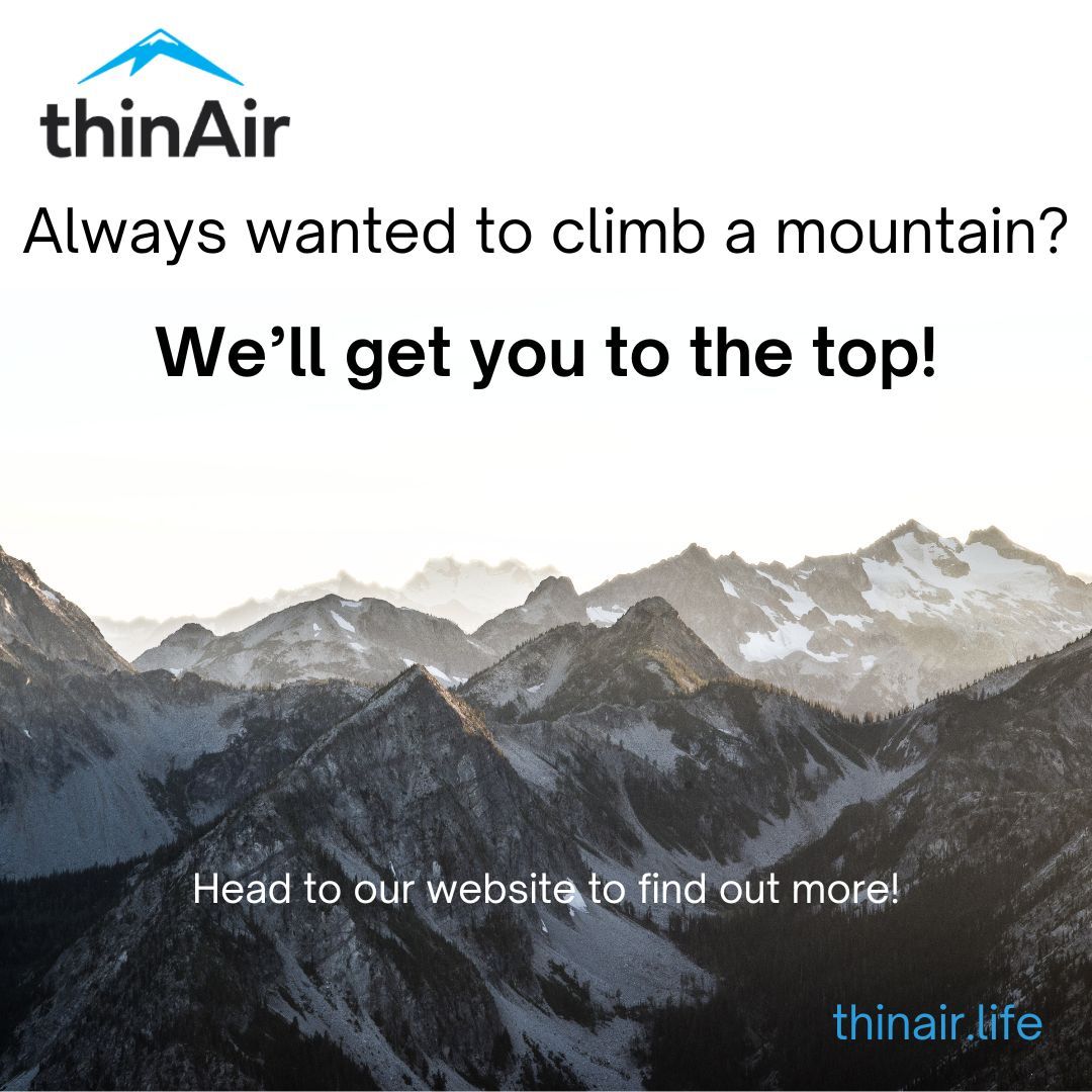 With our revolutionary adaptive oxygen therapy, we will improve your athletic performance to push you to achieve your personal best. 

Head to our website and book yourself in today! 
👉 buff.ly/49VRFF4 

#ThinAir #AdaptiveOxygenTherapy #Mountaineering #MountainClimbing