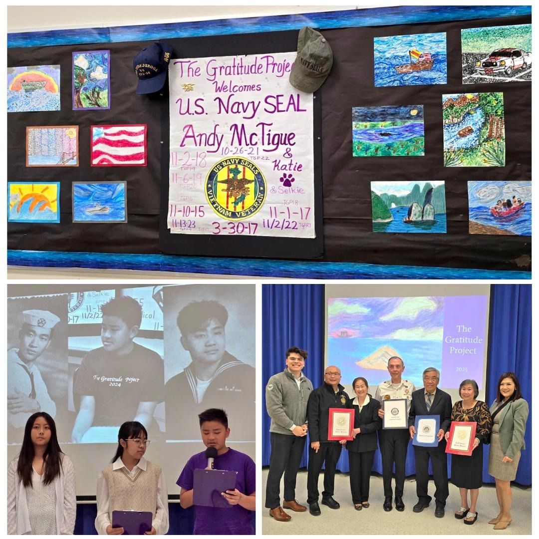 The Gratitude Project is an amazing program allowing students to interview veterans and Vietnamese refugees to uncover first-hand accounts of history. We listened to 6th graders share what they learned about gratitude and how history is important. #SD36