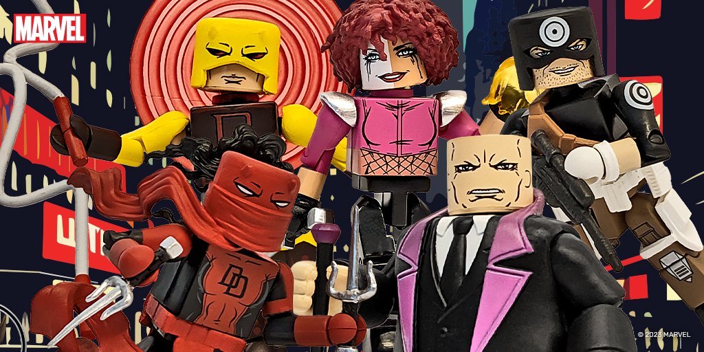 From Marvel's Daredevil to D-Man! What better way to Celebrate 60 years of protecting Hell's Kitchen than this Marvel Daredevil Deluxe Minimates Box Set!  bit.ly/DaredevilMM84 
#MarvelComics #DiamondSelectToys #CollectDST #Minimates #Daredevil60th #Elektra #Kingpin #Bullseye