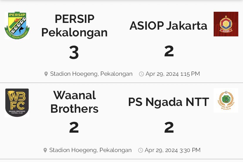 Hasil pertandinga liga 3 grup H

#Liga3 #LigaIndonesia