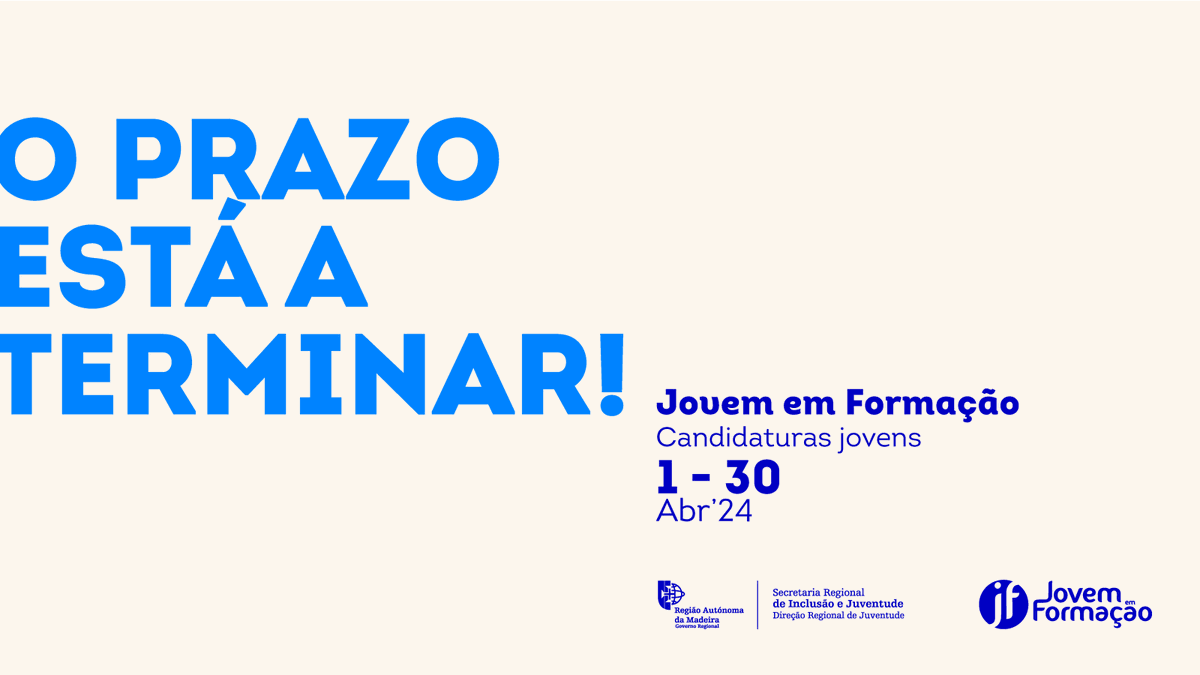 drjmadeira's tweet photo. Tens entre 14 e 25 anos e ainda não efetuaste a inscrição ao Programa Jovem em Formação?
Não percas este desafio, candidata-te através da Plataforma da Juventude - https://t.co/FivLkml1jm

As inscrições terminam, dia 30 de abril, à meia-noite! https://t.co/sQRneQJ98r