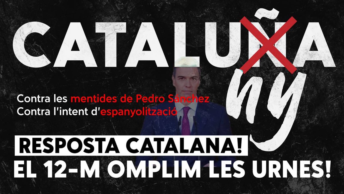 Contra les mentides de Pedro Sánchez.
Contra l'intent d'espanyolització.
Resposta catalana!
El 12-M omplim les urnes!

#PuigdemontPresident
