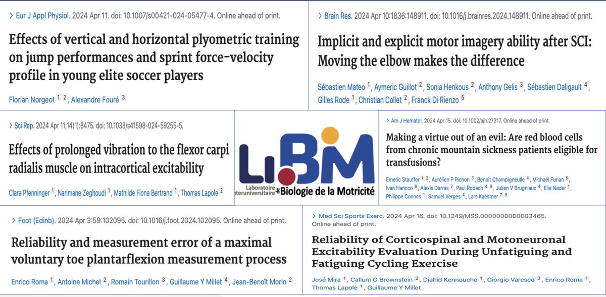 Our Lab's new papers 📄🔬<a href="/LIBM_lab/">LIBM</a>
Plyometric training in young ⚽️
Motor imagery 🧠
Red blood cells 🩸and mountain⛰ sickness
Vibration and cortical excitability🧠⚡️
Foot strength 🦶measurement🛠
Excitability and cycling🚴‍♂️
Check titles ✅👇