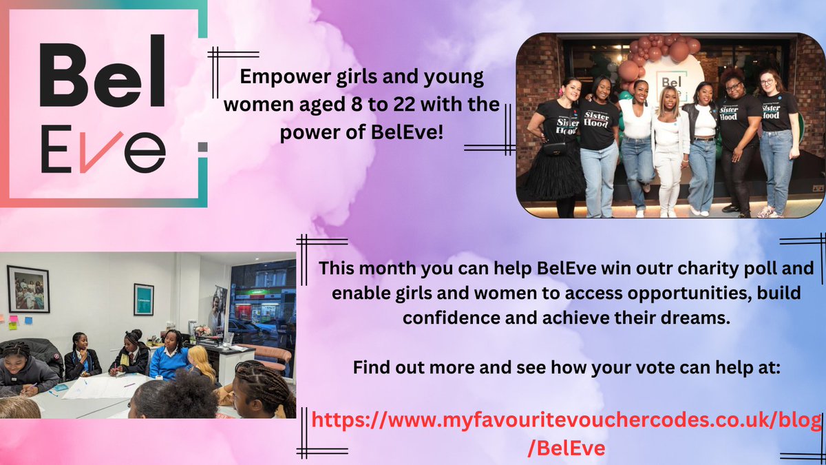 Did you know you could help girls and young women to achieve their goals and support the next generation of female leaders? Well with @BelEveUK you can do just that this April! Find out how you can help girls and women aged 8-22 by voting for BelEve: myfavouritevouchercodes.co.uk/blog/BelEve