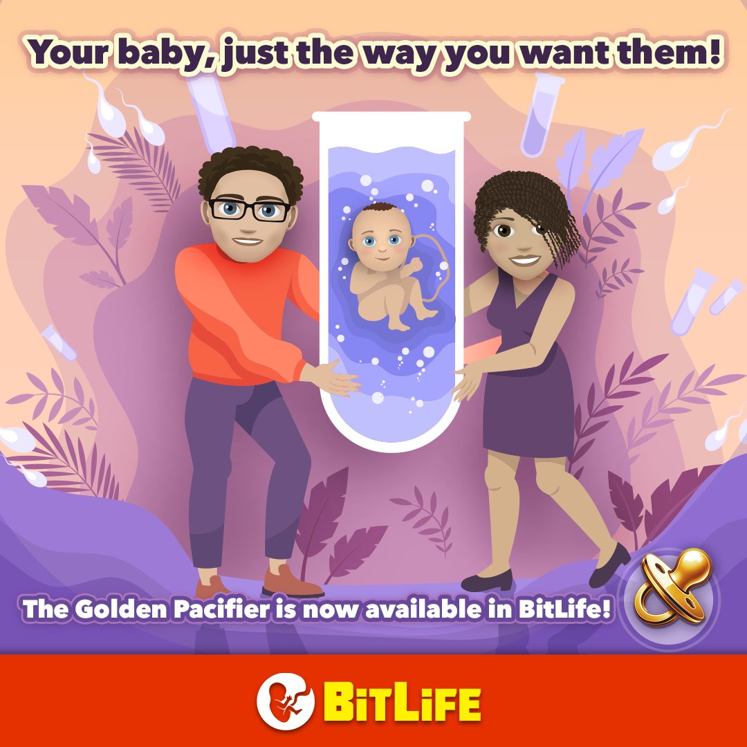 The Golden Pacifier is here! Now your kids don't tell you who they are, YOU tell them who they are. 👶
Find it in the #BitLife Marketplace NOW!