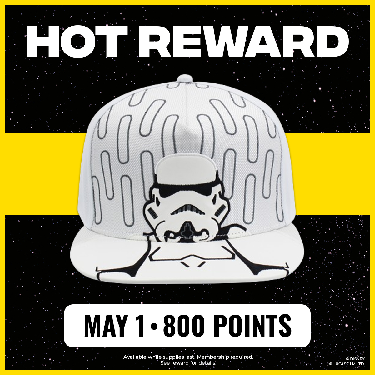 This is the Hot Reward you’re looking for… 👋 Visit di.sn/6010jBE3q this Wednesday at 9AM PT for full details on this @StarWars Stormtrooper Flat Brim Hat and more rewards.